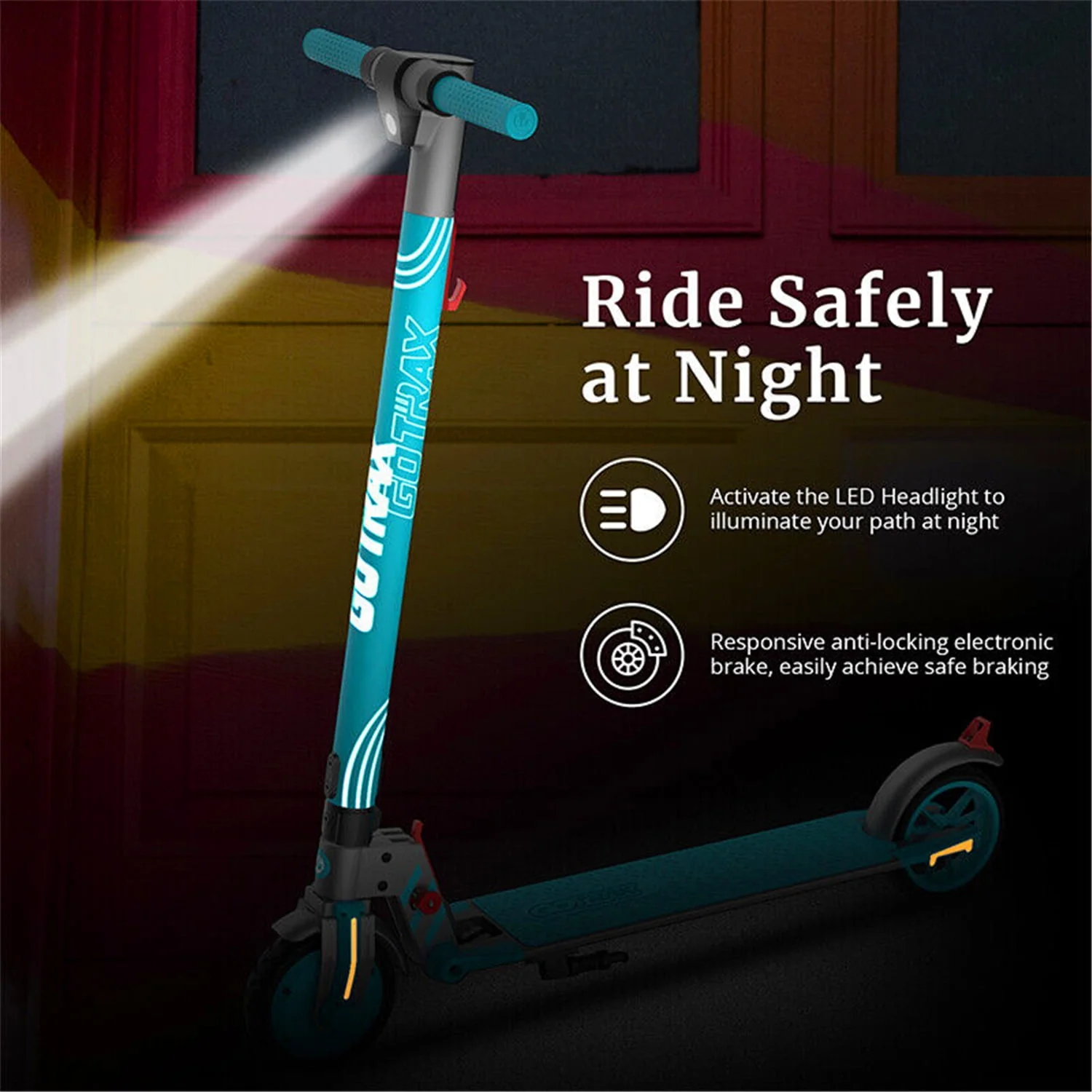 GOTRAX Vibe Electric Scooter for Kids Teens 8-15, 250W 6.5 Tires 7 Miles Foldable Commuting E-Scooter, Blue
