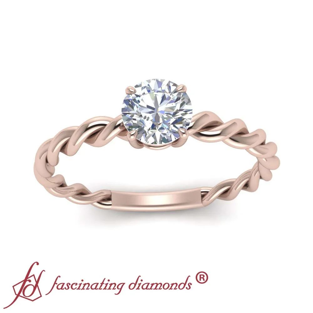 .35 Ct Round Cut SI2-H Color Diamond Solitaire Twisted Engagement Ring 14K
