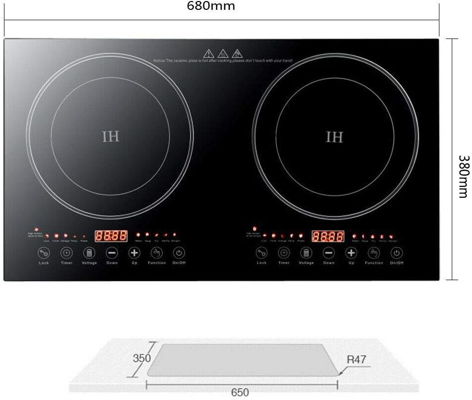 Dual Electric Induction Cooker, 110V 1200w Portable Digital Countertop Double Burner Cooktop Burner Sensor Touch Stove with 8 Gear Firepower
