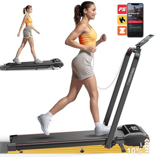 Walking Pad Treadmill with Incline, 2 in 1 Foldable Treadmills for Home Small Office, 300lbs Portable Compact Under Desk Treadmill with App