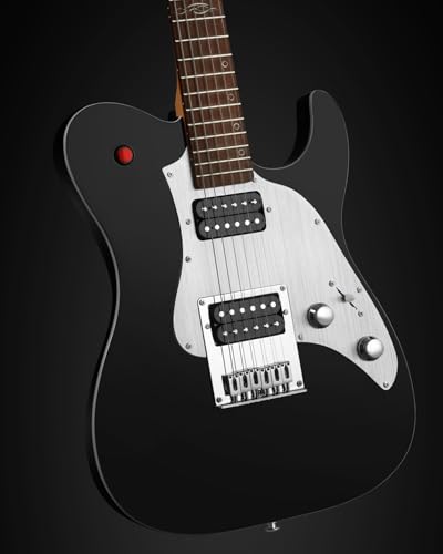 WestCreek TT-50KS Solid Body Electric Guitar, Mahogany Body, Maple Neck, Rosewood Fretboard, Rounded End Frets, Bone Nut, 22 Frets (Black)