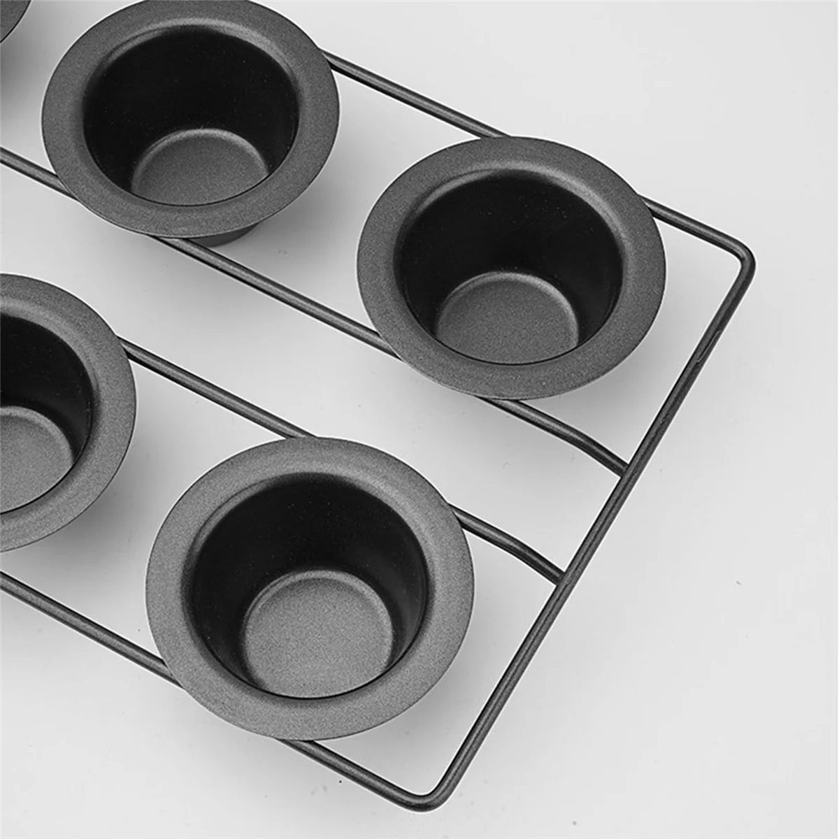 2X 6Cup Nonstick Popover Pan Muffin Cupcake Bakeware Pudding Pan for Oven Baking Frittatas Muffins Quiches Pudding Cakes,2 x Baking mold,Black