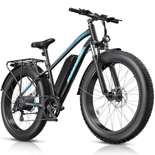 Electric Bike for Adults, 1000W Peak Ebike, 25MPH 60Miles Electric Mountain Bike, 26" Fat Tire Electric Bicycle with 48V 13AH Battery, Rear Rack