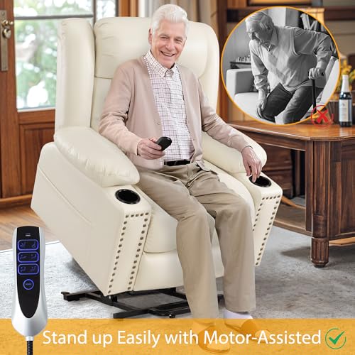 Triple Motor Large Power Lift Recliner Chair for Elderly with Heat and Massage, Lay Flat Lift Chairs for Seniors Infinite Position, Extended Footrest