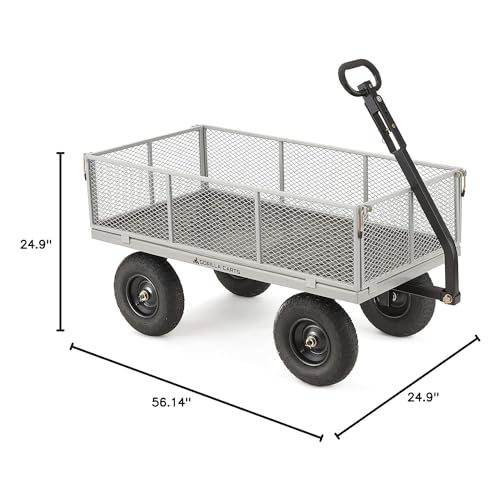 Gorilla Carts Steel Utility Wagon w/ Removable Side Panels, 1000 lb Capacity, Gray