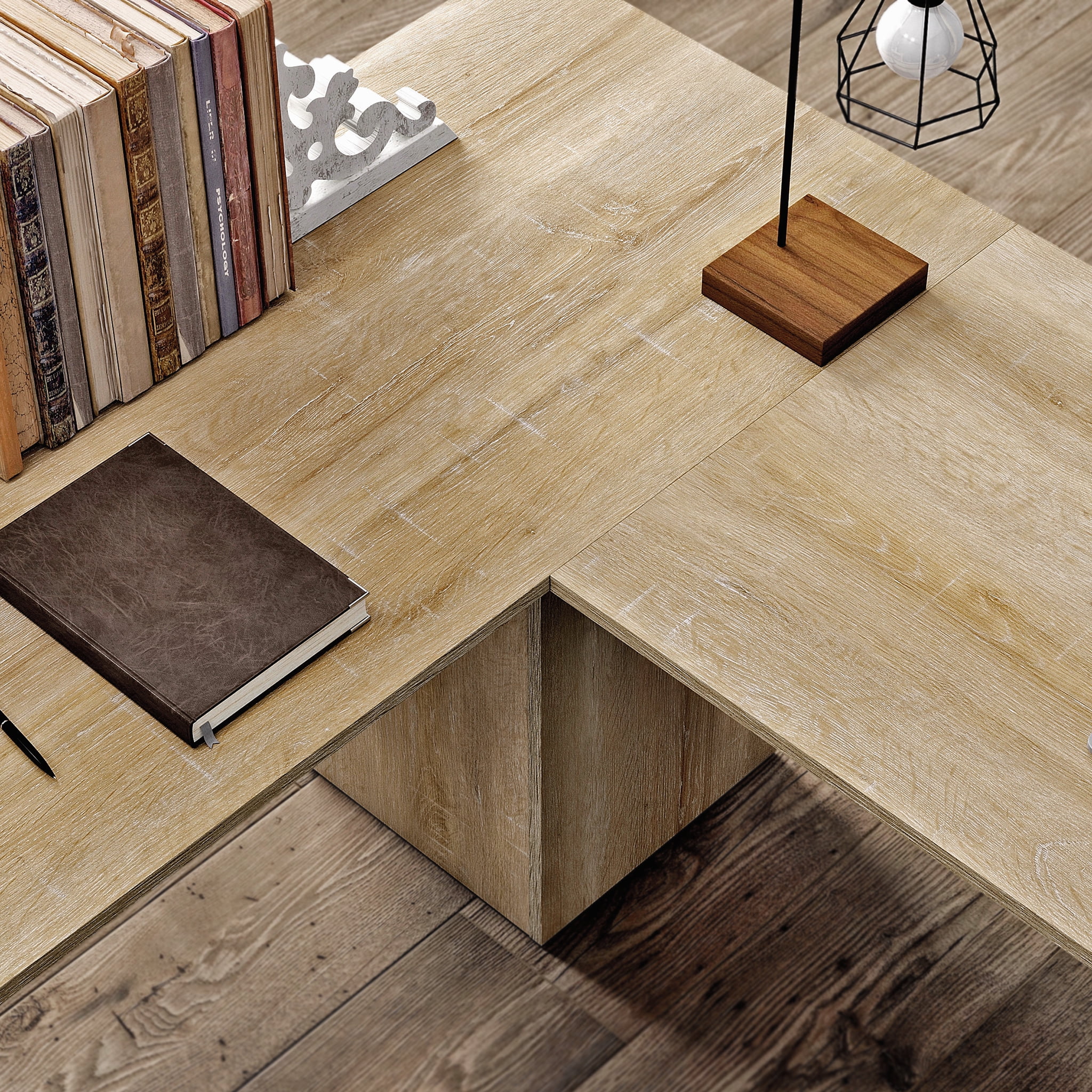 Sauder Saddler Way L-Shape Computer Desk with File Drawer, Orchard Oak Finish