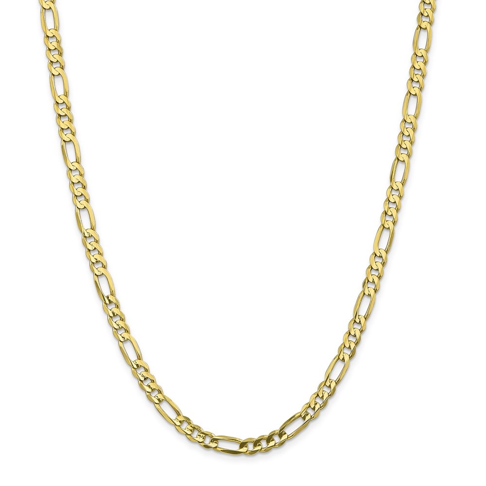 Auriga 10K Yellow Gold 5.5 mm Concave Open Figaro Chain Necklace for Women 18"