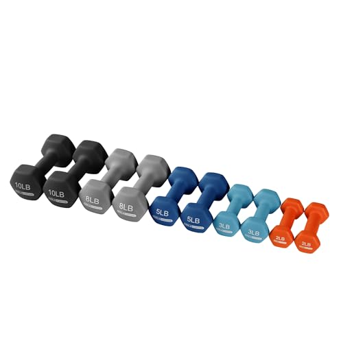 HolaHatha Neoprene Dumbbell Free Hand Weight Set with Rack, Ideal for Home Exercises to Gain Tone and Definition