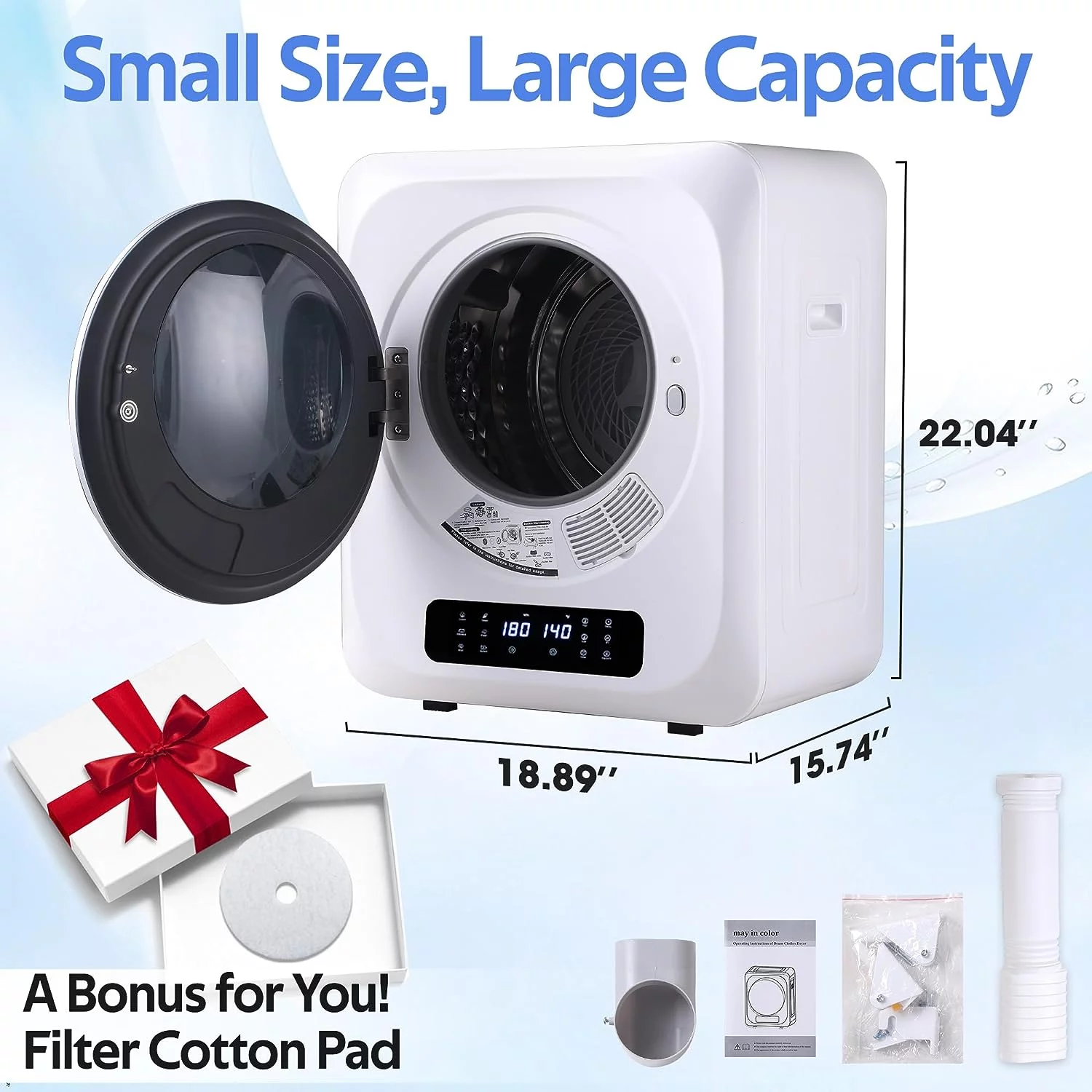 Royalcraft Portable Dryer for Apartment,Front Load 120 V Electric RV with Smart Moisture Sensor