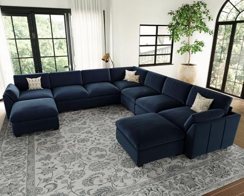 Belffin Extra Large Modular Sectional Sofa,106.3" 4-Seater L Shaped Couch,Velvet Convertible Sectional Couches for Living Room