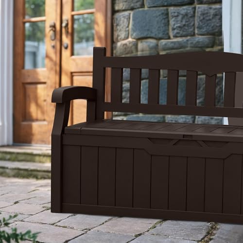 Devoko 80 Gallon Storage Bench Deck Box Lockable for Patio Furniture, Garden Decor and Outdoor Seating for Cushions