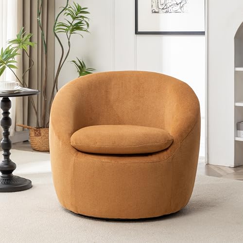 360 Swivel Accent Barrel Chair with Storage Ottoman & Headrest