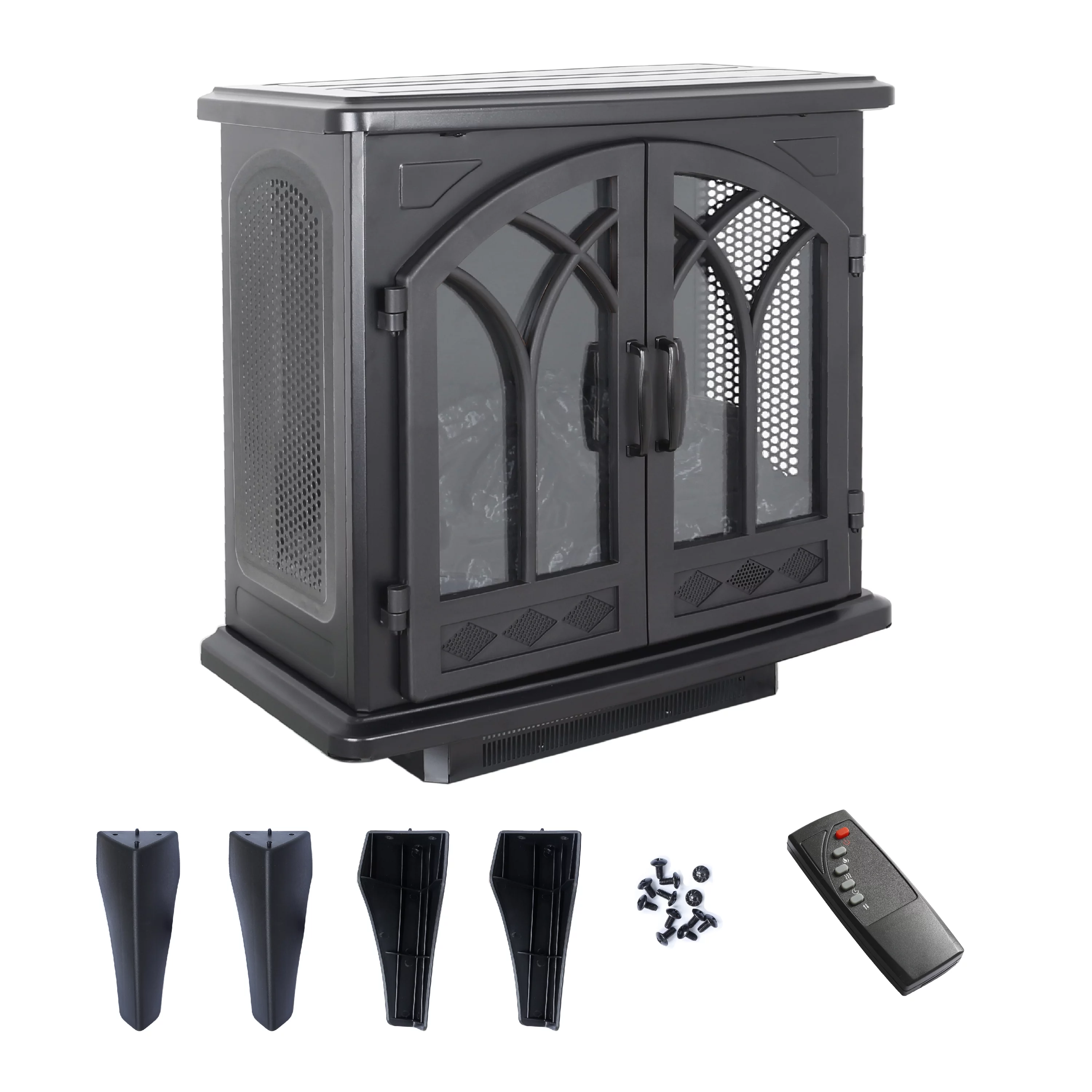23.7" Electric Fireplace Heater, 1500W Infrared Fireplace Stove with 3D Flame Effect, 5118BTU Electric Fireplace with Remote Control