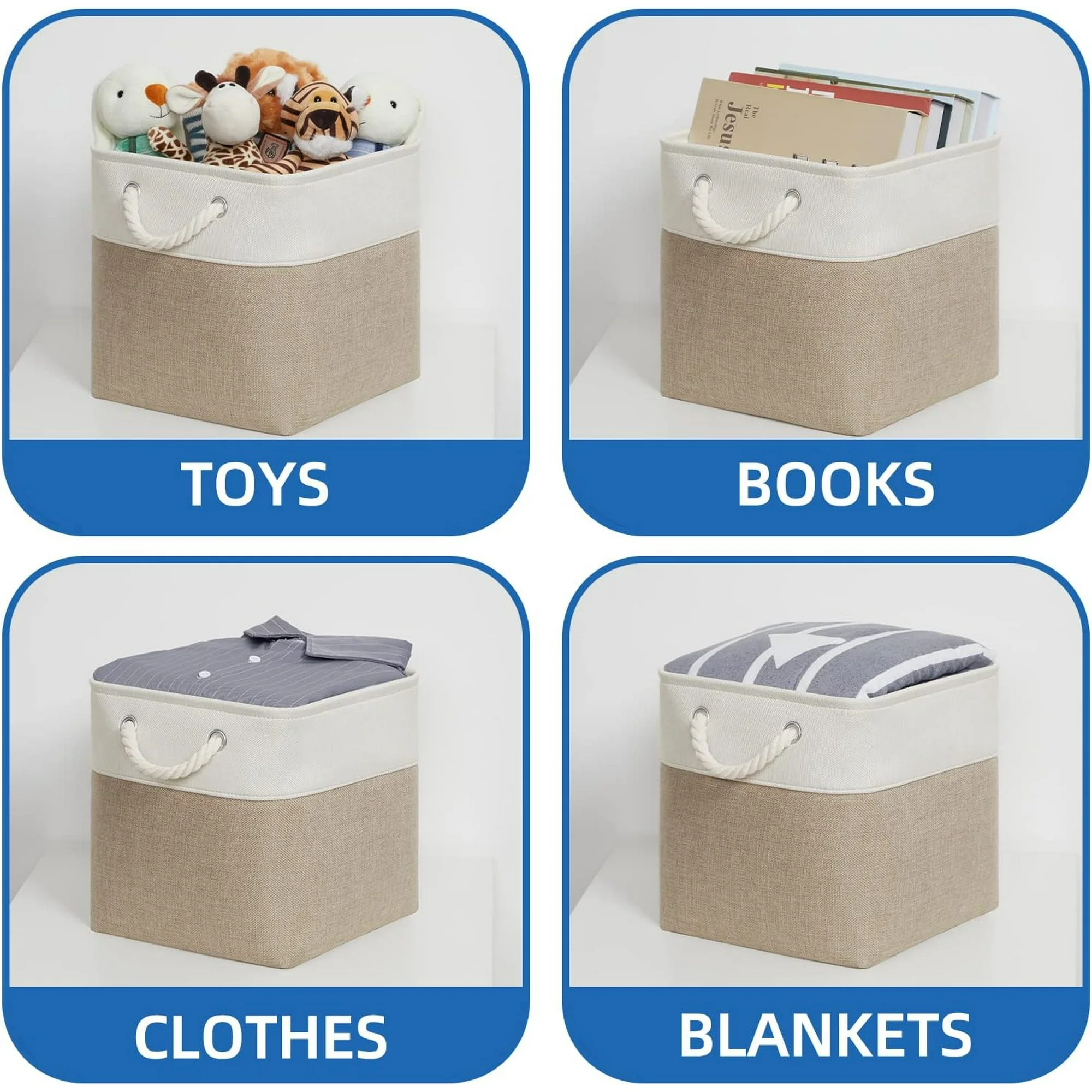 Cube Storage Bins 11 x 11 Fabric Storage Baskets 4 Pack Storage Cubes Baskets for Gift Empty