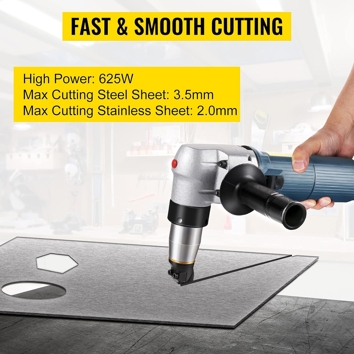 VEVOR Electric Metal Nibbler 625W Nibbler Metal Cutter 1000RPM High Speed Rotor 0.16in/4mm Metal Nibbler 110V w Replaced Blades Storage Case Sheet