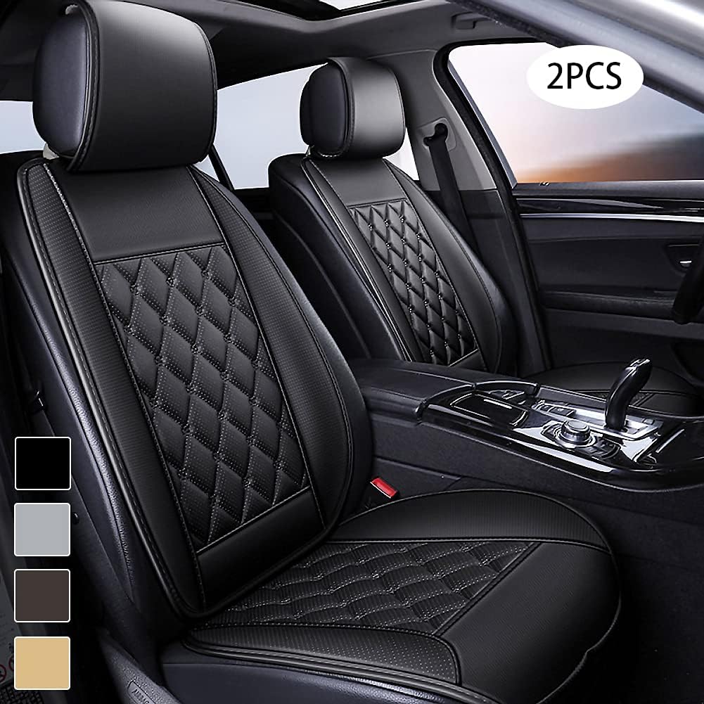 2Pcs Luxury PU Leather Car Seat Cover Protector for Front Seats,Breathable and Non-Slip Front Car Interior Accessories,Waterproof Car Seat Cushion