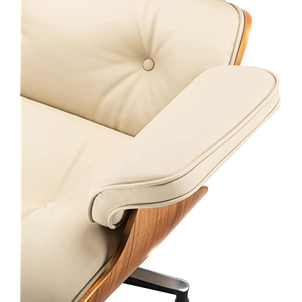 Mid Century Lounge Chair and Ottoman, Modern Chair Classic Design, Top Grain Leather Palisander Wood, Heavy Duty Base Support for Living Room, Study