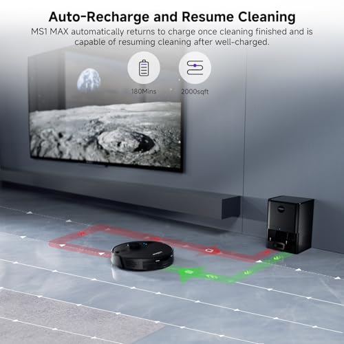 MONSGA Robot Vacuum and Mop Combo, 5000Pa Robotic Vacuum with 3.5L Self Emptying Station, Lidar Navigation Robot Vacuum Cleaner, 180mins Runtime