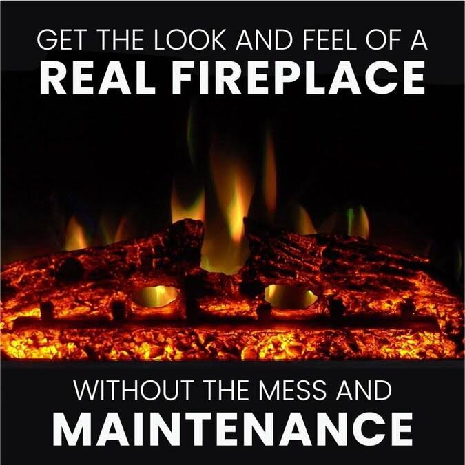 Cambridge Sienna 34-in. Electric Fireplace Heater with Cherry Mantel, Enhanced Log Display, Multi-Color Flames, and Remote Contr