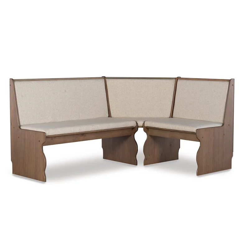 Pemberly Row Transitional Wood Corner Nook Dining Set in Brown - Radiant Selections