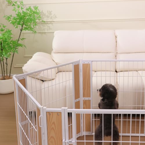 Heavy Duty Dog Playpen 32 Inch Height - Indoor Outdoor Pet Fence Enclosure for Medium and Small Dogs