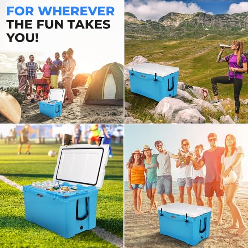 SereneLife Ultra-Tough 45 Quart Rotomolded Cooler Box with Wheels, Holds Upto 56 Cans, Keeps Ice Up to 5 Days