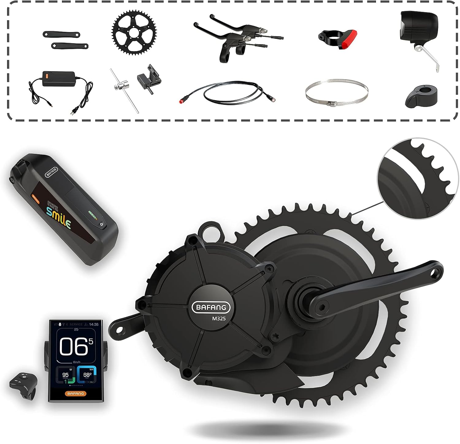 Bafang Mid Drive Motor M625 M325, Newest 50.4V 500W 750W 1000W Electric Bike Conversion Kit with 19.6Ah Battery & DPC181.CAN Bluetooth Display