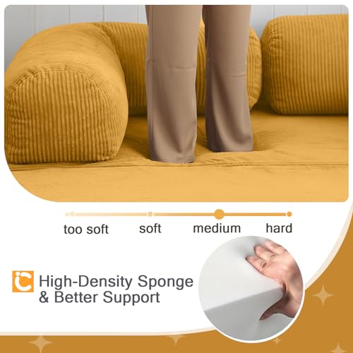 COMAX Folding Sofa Bed, Convertible Chair Bed Corduroy 3-in-1 Foldable Floor Couch with High-Density Foam, Futon Sofa Sleeper Mattress
