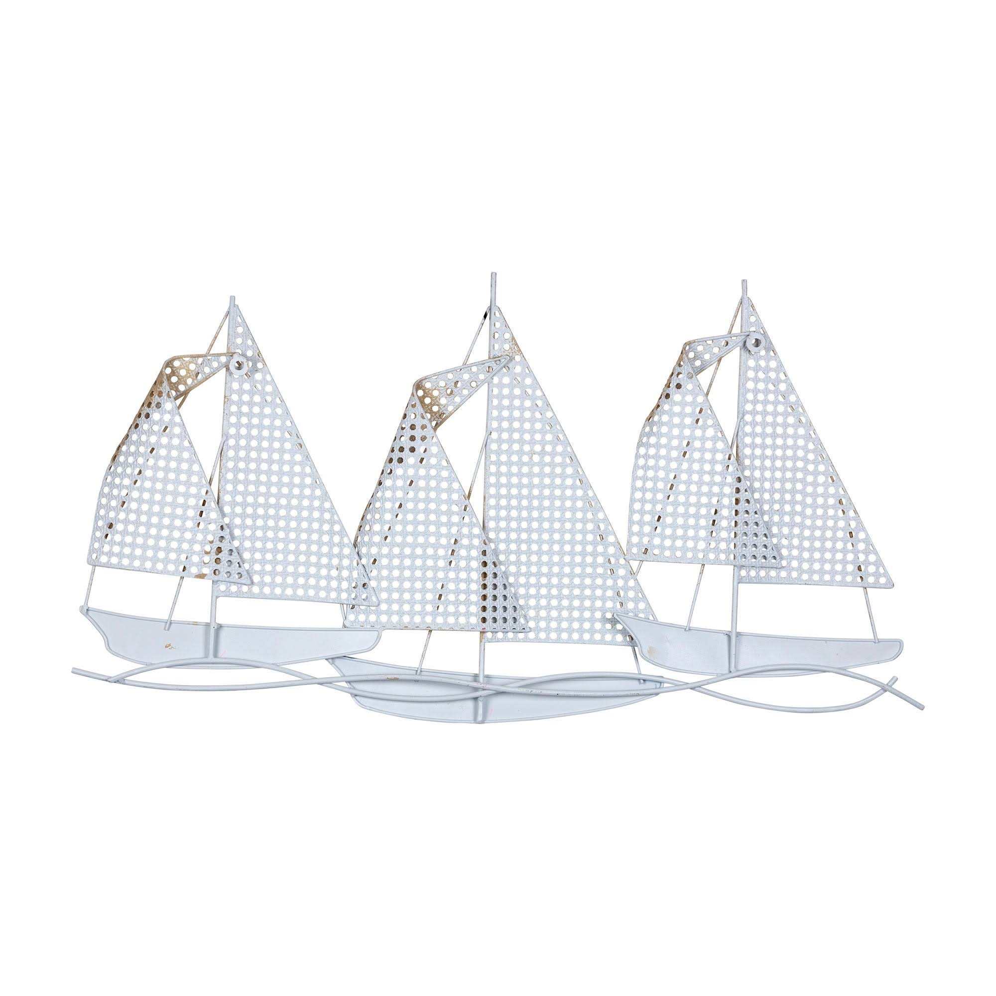 Stratton Home Decor Coastal Cane Webb Sailboats Centerpiece Wall Decor - 37.00 x 2.00 x 19.70