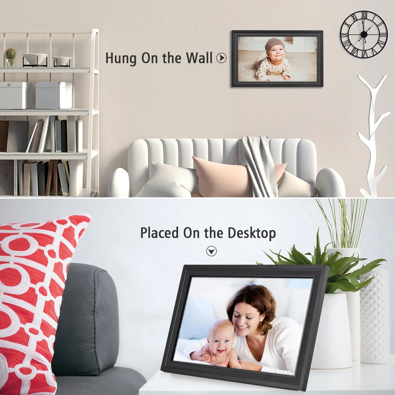 Anself WiFi Digital Photo Frame 15.6-Inch TFT Screen 16GB Storage Auto Rotation