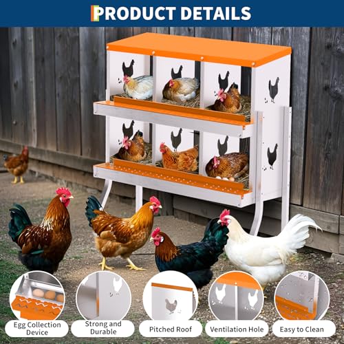 Garvee Chicken Nesting Box with Removable Tray, 8 Compartment Nesting Boxes for Chickens, Easy to Clean and Install