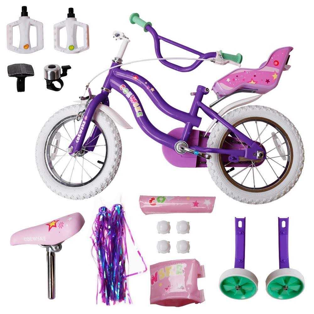 Coewske Kids Bike Steel Frame Children Bicycle Little Princess Style with Training Wheel - Sports Supplies Online Store