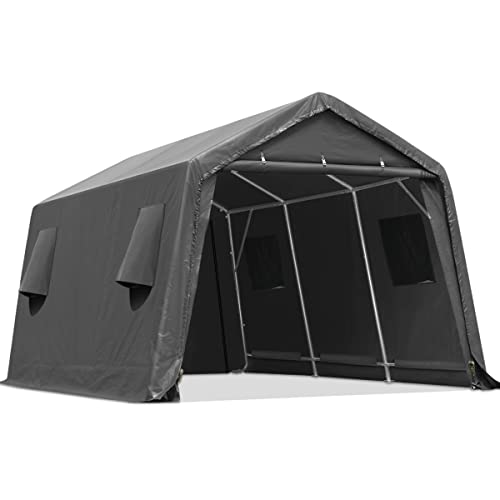 ADVANCE OUTDOOR 10x10 ft Heavy Duty Outdoor Patio Portable Canopy Storage Shelter Shed Carport with 2 Roll up Zipper Doors & Vents for Snowmobile