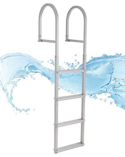 CO-Z 3 Step Removable Dock Ladder, Pontoon Boat Ladder with 350lb Load, Aluminum Swim Ladder with Wide Step & Nonslip Tread