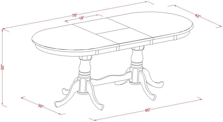 East West Furniture PLNI7-BCH-W 7 Piece Dining Set Consist of an Oval Dining Room Table with Butterfly Leaf and 6 Wood Seat Chairs, 42x78 Inch