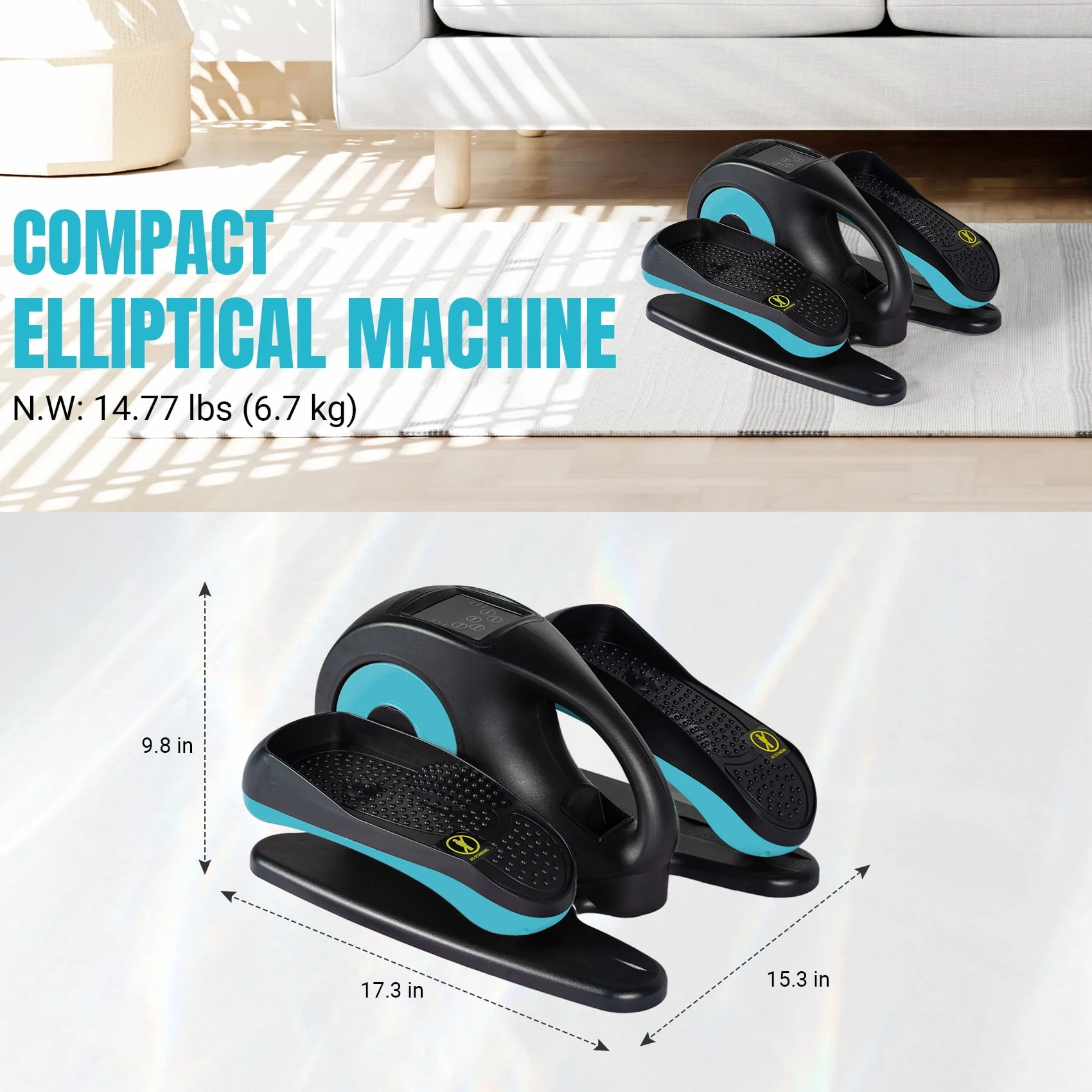 PROHIKER Under Desk Elliptical Machine for Home, Under Desk Bike Pedal Exerciser Electric Seated Elliptical