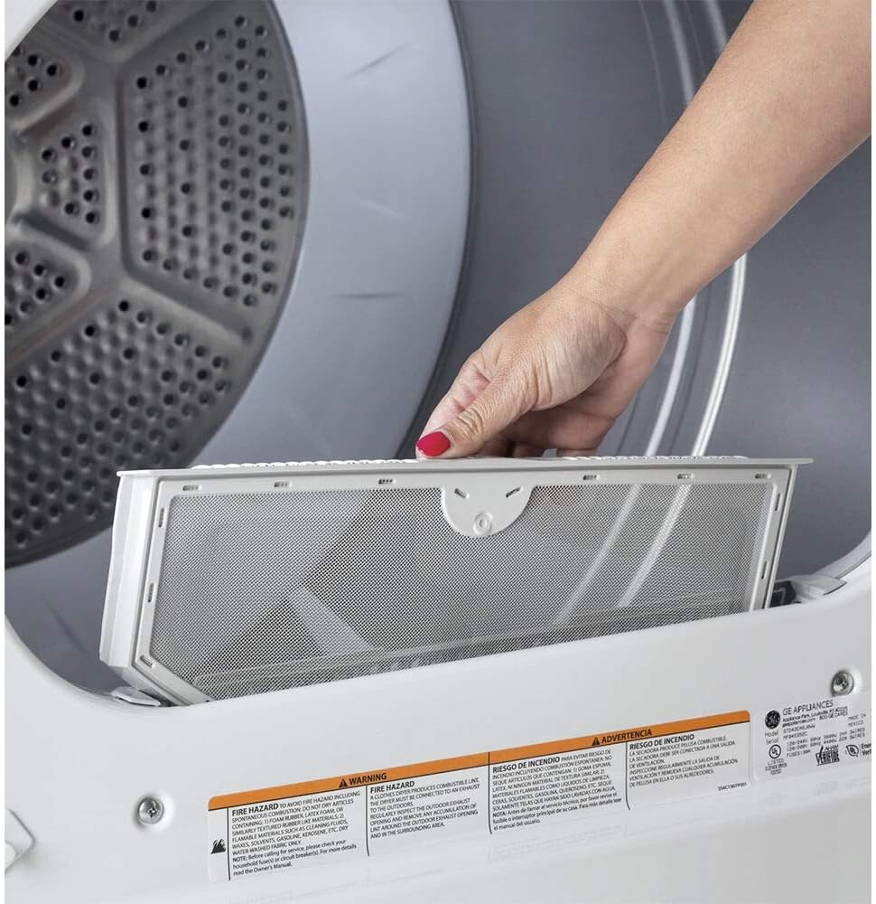 GE GTX22EASKWW 6.2 Cu. Ft. Capacity Aluminized Alloy Drum Electric Dryer