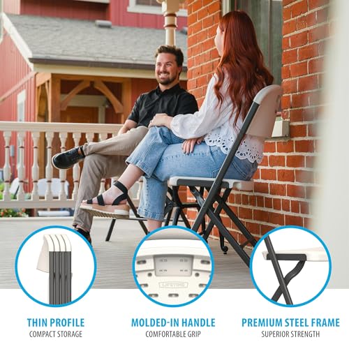 Lifetime Folding Chairs, Heavy Duty Foldable Chair Contoured for Comfort, 4-Pack