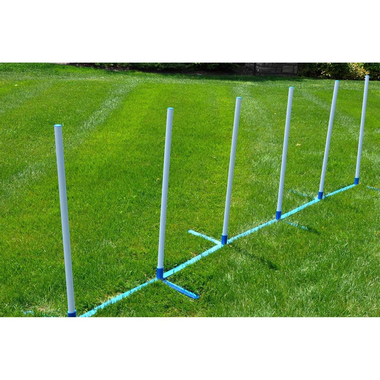 Cool Runners Agility Weave Poles Adjustable 6 Pole Set with Carrying Case and Grass Stakes - Pet Supplies online store