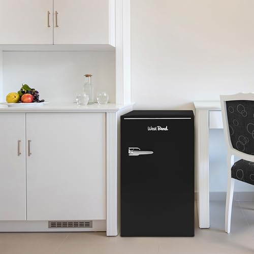West Bend Mini Fridge with Freezer Retro-Styled for Home Office or Dorm