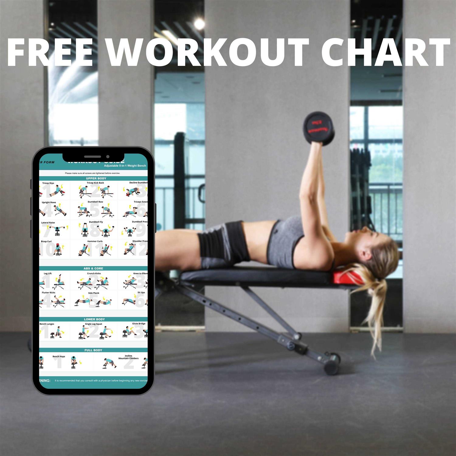 Finer Form 5-in-1 Adjustable Weight Bench Foldable Multi-Purpose Bench for Full Body Workout - Sports Supplies Online Store