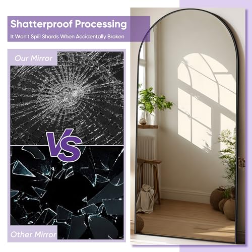 Full Length Mirror, 76"x34" Arched Floor Mirror Freestanding, Floor Standing Full Body Mirror with Stand for Bedroom