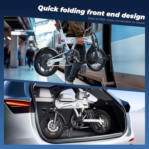 isinwheel U1 Electric Bike, 500W Motor, 20 mph, Folding Ebike, 14"/16"/20" Adults Electric Bicycles, 280.8Wh Battery, 25 Miles PAS Range, Black