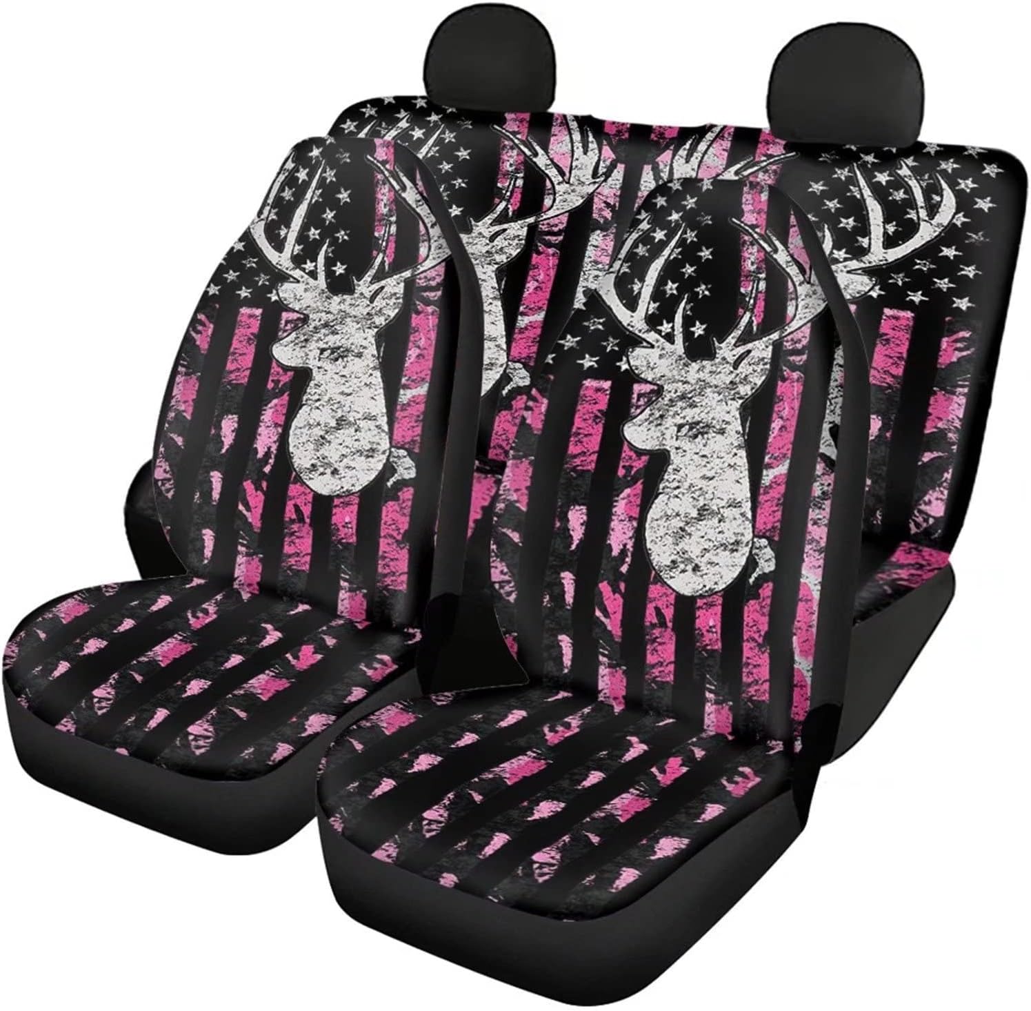 SEANATIVE Stretchy Car Seat Cover Camo Forest Deer Universal Car Interior Seat Cover Machine Washable Anti-Slip Front and Rear Bench Back Seat Cover