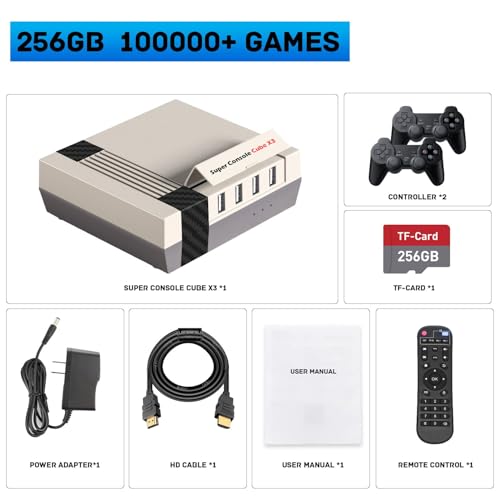 Kinhank Retro Game Console with 100000+Games,Super Console CUBE X3 Video Game Console with EmuElec 4.5/Android 9/CoreE,8K Output,2.4+5G,BT 4.0