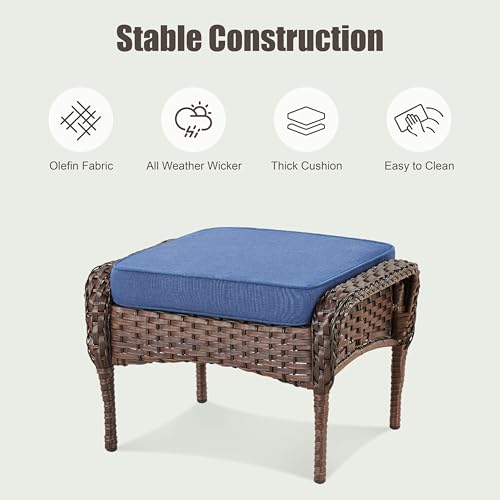 7 Pieces Outdoor Furniture Set with Swivel Chairs