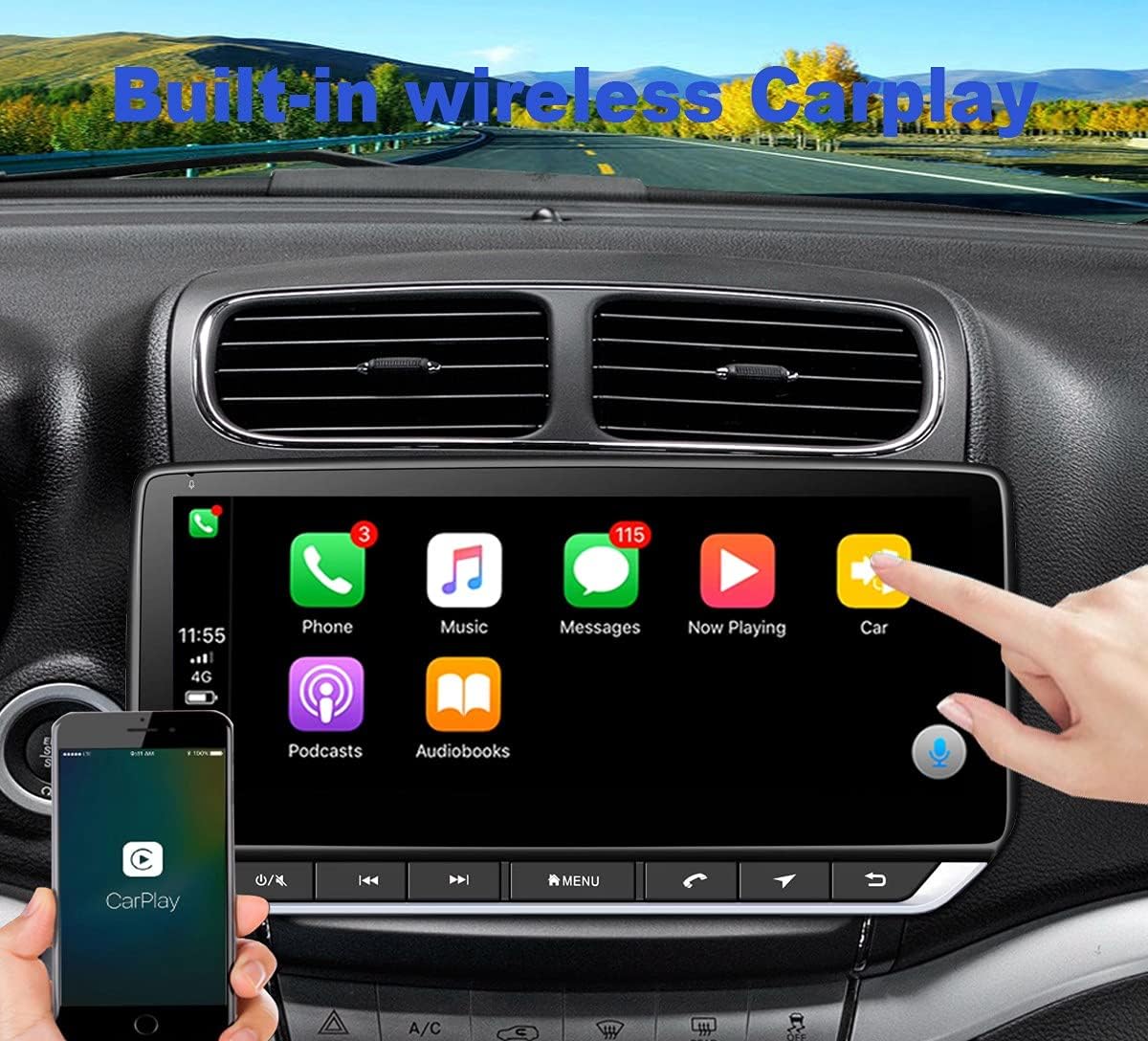 Topdisplay Android 10 Radio Replacement for Dodge Journey 2011-2020 Navigation 10.25inch Touch Screen 4+64G Wireless Carplay Android Auto 4G LTE WiFi