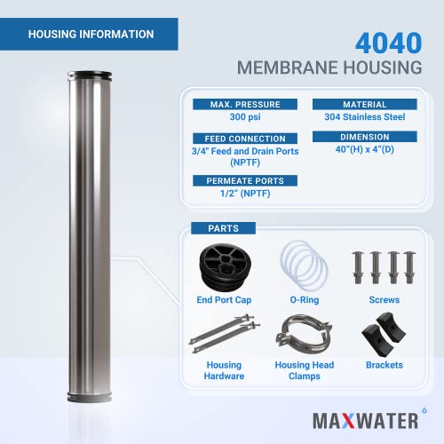 4040 Commercial Reverse Osmosis 304 Stainless Steel Pressure Vessel 4"x40" Membrane Housing