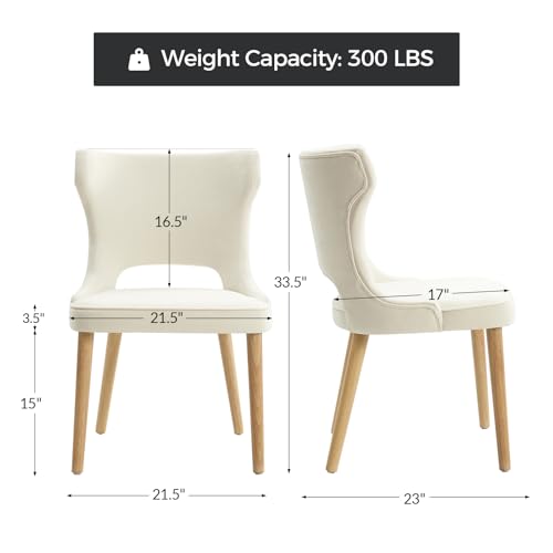 HULALA HOME Dining Chairs Set of 4, Upholstered Fabric Side Chair with Wood Legs High Back, Mid-Century Modern Kitchen Chairs