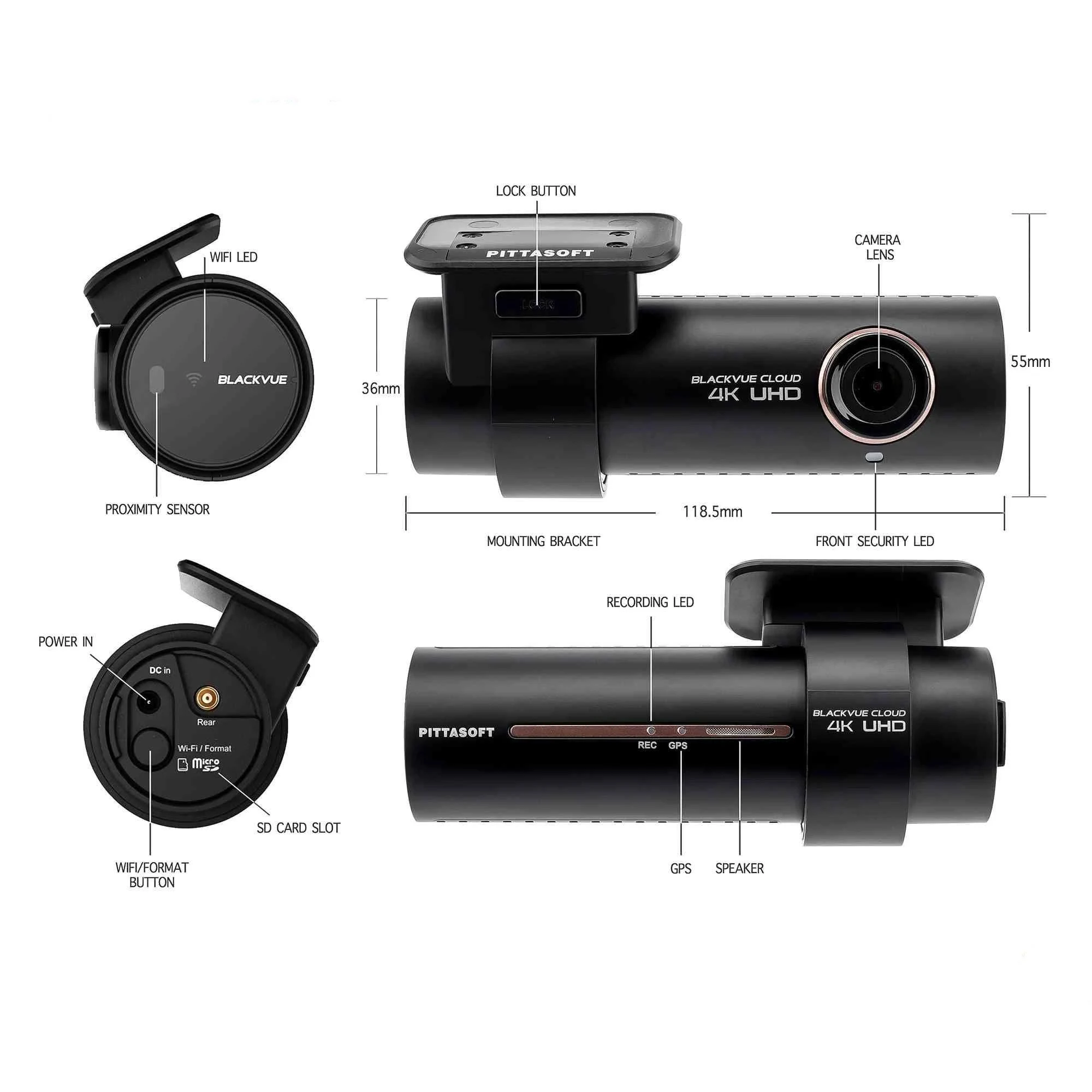 BlackVue DR900S-2CH 4K UHD Dashcam GPS WiFi Cloud (32GB)